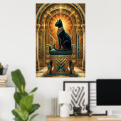 Art Deco Egyptian Throne Cat Wall Art Poster (Thuiskantoor)