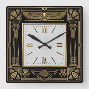 Art Deco Egyptisch Vierkante Klok