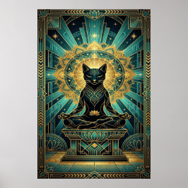 Art Deco Egyptische Piramide Kat Wandschildering Poster
