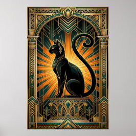 Art Deco Egyptische Revival Bastet Wandkunst Poster