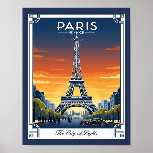 Art Deco Eiffeltoren Parijs Frankrijk Poster (Voorkant)