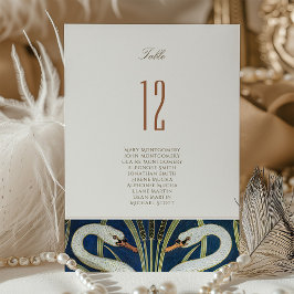 Art Deco Elegance Swan Tafelnummer Kaart