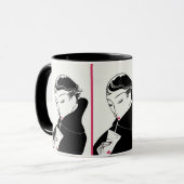 Art Deco Elegance: vrouw met cocktail Mok (Voorkant links)