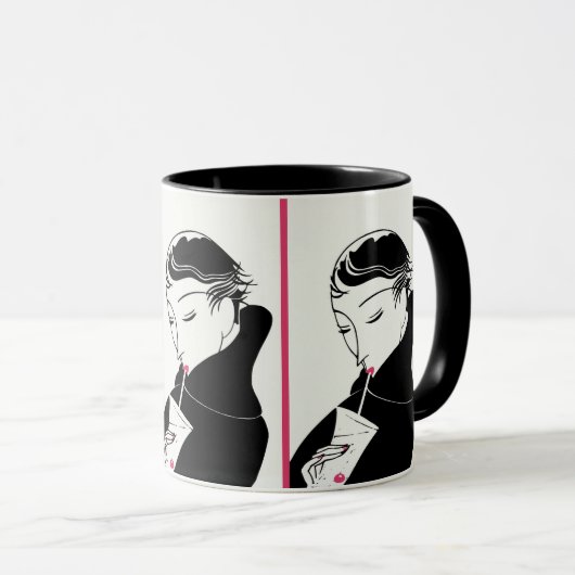 Art Deco Elegance:  vrouw met cocktail Mok (Voorkant rechts)