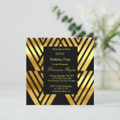 ART DECO Elegant 60e verjaardag Gold Black in Kaart (Staand voorkant)