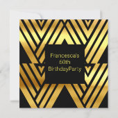 ART DECO Elegant 60e verjaardag Gold Black in Kaart (Achterkant)