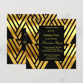 ART DECO Elegant 60e verjaardag Gold Black in Kaart