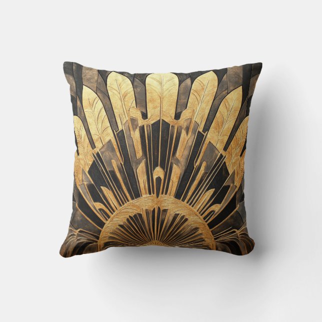 Art Deco Elegant Black and Gold Home and Office Kussen (Achterkant)