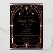 Art Deco Elegant Black Gold 20s Classic Birthday Folie Uitnodiging (Voorkant)