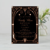 Art Deco Elegant Black Gold 20s Classic Birthday Folie Uitnodiging (Staand Voorkant)