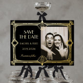 Art Deco Elegant Black Gold 20s save the date Folie Uitnodiging