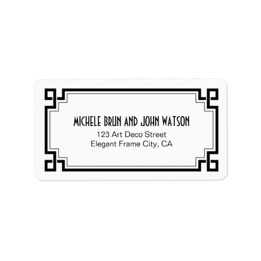 Art Deco Elegant Black Lijst White Return-adres Etiket (Voorkant)