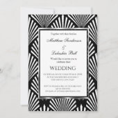Art Deco Elegant Black White Modern Wedding Kaart (Voorkant)