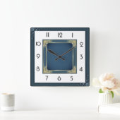 Art Deco Elegant Blauw Vierkante Klok (Huis)