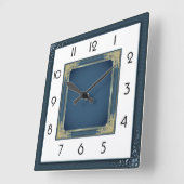 Art Deco Elegant Blauw Vierkante Klok (Hoek)