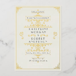  Art Deco Elegant Bruiloft Folie Uitnodiging