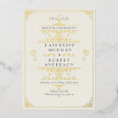  Art Deco Elegant Bruiloft Folie Uitnodiging (Voorkant)