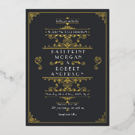  Art Deco Elegant Bruiloft Folie Uitnodiging