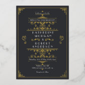  Art Deco Elegant Bruiloft Folie Uitnodiging (Voorkant)