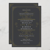  Art Deco Elegant Bruiloft Kaart (Voorkant / Achterkant)