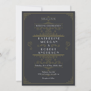Art Deco Elegant Bruiloft Kaart