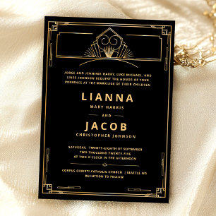 Art Deco Elegant Bruiloft Kaart