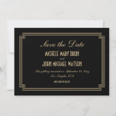 Art Deco Elegant Classic Zwart Goud Save the Date (Voorkant)