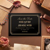 Art Deco Elegant Classic Zwart Goud Save the Date
