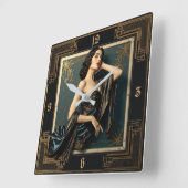 Art Deco Elegant Girl Vierkante Klok (Hoek)