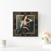 Art Deco Elegant Girl Vierkante Klok (Huis)