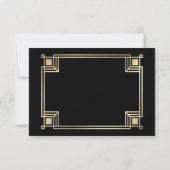 Art Deco Elegant Gold Frame Black RSVP Kaartje (Achterkant)