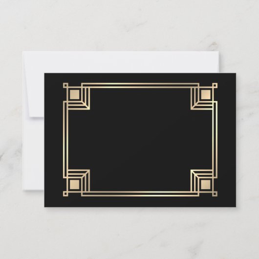 Art Deco Elegant Gold Frame RSVP Kaartje (Achterkant)