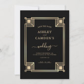 Art Deco Elegant Gold Frame Wedding Save The Date (Voorkant)