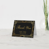Art Deco Elegant Gold Lijst Black Hartelijk dank Bedankkaart (Voorkant)