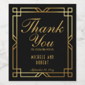 Art Deco  Elegant Gold Lijst Black Wijn Etiket (Enkel label)