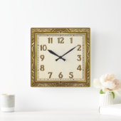 Art Deco Elegant Gold Vierkante Klok (Huis)