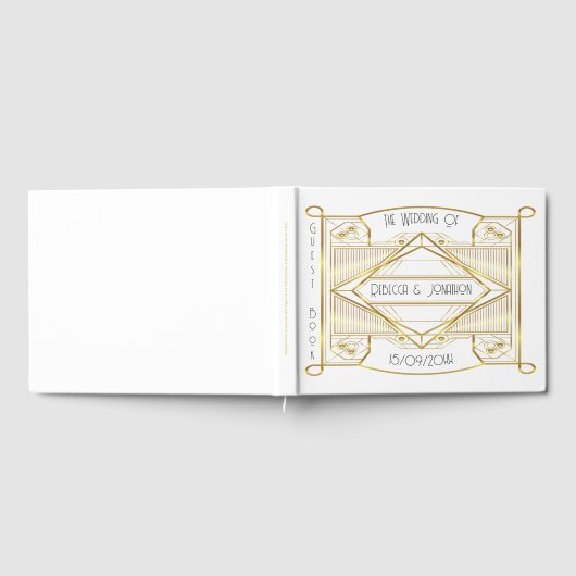 Art deco Elegant Goud en Wit Gastenboek (Volledig)