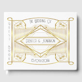 Art deco Elegant Goud en Wit Gastenboek (Voorkant)