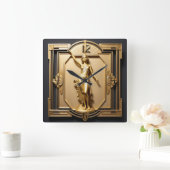 Art Deco Elegant Goud Vierkante Klok (Huis)