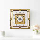 Art Deco elegant Goud Vierkante Klok (Huis)
