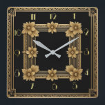 Art Deco elegant goud Vierkante Klok<br><div class="desc">Geweldig klokontwerp. Je zult het leuk vinden als anderen. U kunt dit ontwerp vrij gebruiken voor andere producten die u wilt of om jouw tekst aan te passen en toe te voegen. Volg me voor meer. Met vriendelijke groet. Een leuke dag.</div>