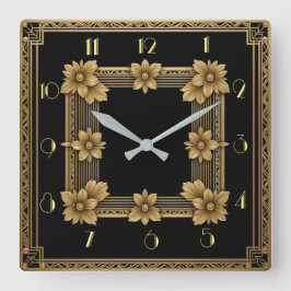 Art Deco elegant goud Vierkante Klok