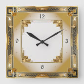 Art Deco Elegant Goud Vierkante Klok (Voorkant)