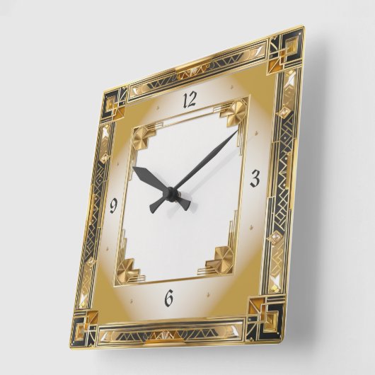 Art Deco Elegant Goud Vierkante Klok (Hoek)