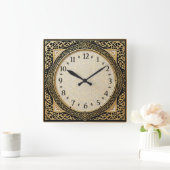 Art Deco Elegant Goud Vierkante Klok (Huis)