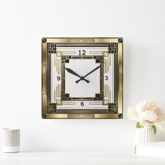 Art Deco Elegant Goud Vierkante Klok (Huis)