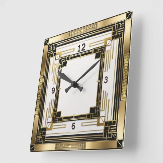 Art Deco Elegant Goud Vierkante Klok (Hoek)