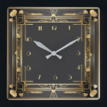 Art Deco Elegant Goud Vierkante Klok<br><div class="desc">Geweldig klokontwerp. Je zult het leuk vinden als anderen. U kunt dit ontwerp vrij gebruiken voor andere producten die u wilt of om jouw tekst aan te passen en toe te voegen. Volg me voor meer. Met vriendelijke groet. Een leuke dag.</div>