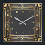 Art Deco Elegant Goud Vierkante Klok<br><div class="desc">Geweldig klokontwerp. Je zult het leuk vinden als anderen. U kunt dit ontwerp vrij gebruiken voor andere producten die u wilt of om jouw tekst aan te passen en toe te voegen. Volg me voor meer. Met vriendelijke groet. Een leuke dag.</div>