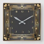 Art Deco Elegant Goud Vierkante Klok (Voorkant)